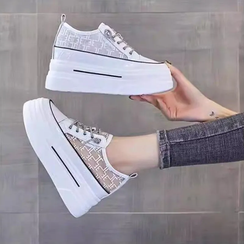 

Дизайнерские женские повседневные блестящие туфли Туфли на плоской подошве с сеткой Женская вулканизированная обувь на платформе Кроссовки на шнуровке Спортивные кроссовки для бега на открытом воздухе