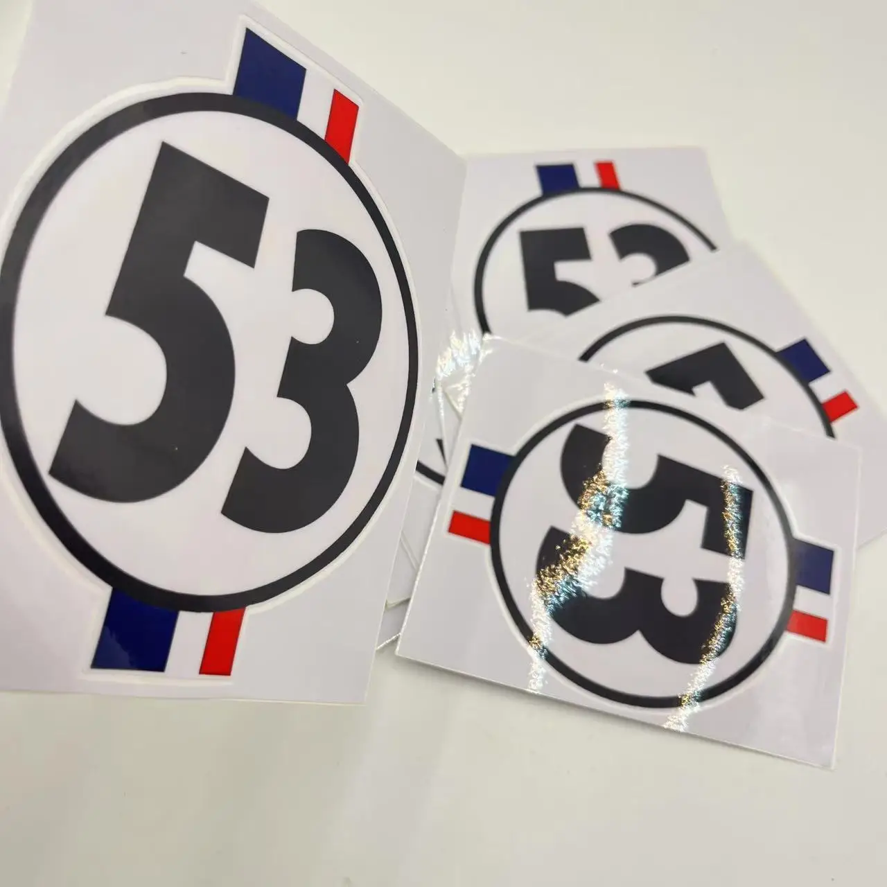 Shiny Holographic Number 53 Sticker, Stylish Racing Decal to Decorate Helmet and Notebook