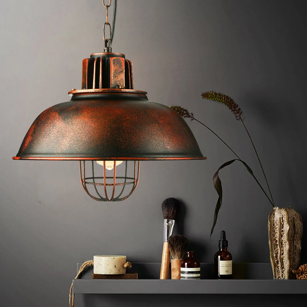 

Indusrial Pendant Light Loft Style Rustic Copper Dome Vintage Suspended Hanging Lamps For Kitchen Bars Farmhouse Light Fixtures