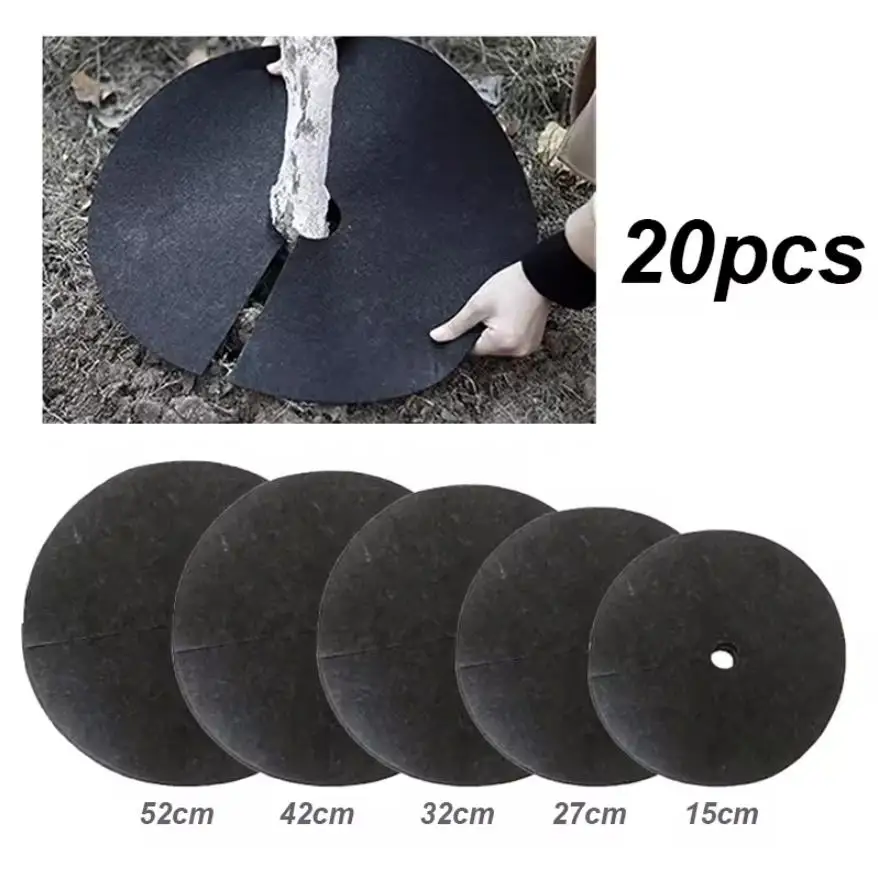 Gardening Fabric Weed Control, 15cm-62cm,Non-Woven Tree Mulch Ring Weeding Barrier, Protector Mat, Plant Cover, Anti Grass
