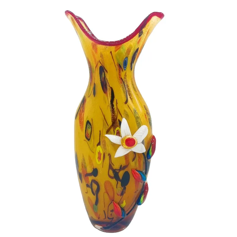 Stylish new design of hand-blown glass Art Deco vase with artistic features for office and hotel tabletop use