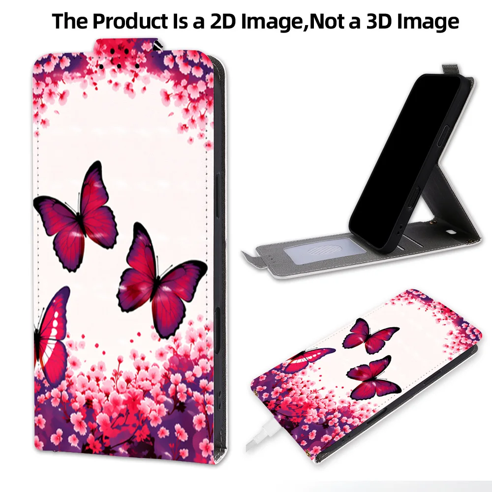 Vertical Magnetic Colorful Pattern Flip Cover for iPhone 18 17 Air 16e 15 14 Plus 13 12 Pro Max with Built-in Wallet Card Slots