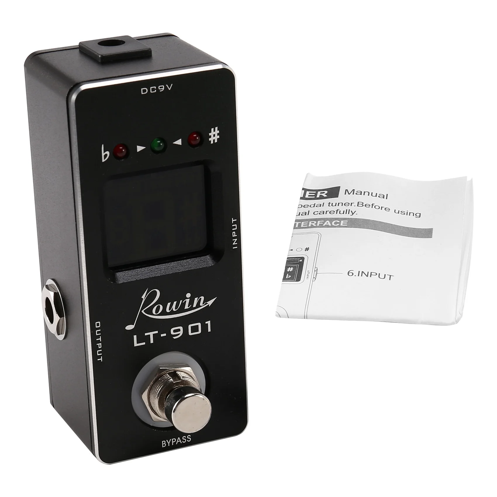 Rowin Lt-901 Guitar Tuner Effect Pedal Mini Chromatic True Bypass Lcd Display Digital Pedal Guitar Parts Accessories