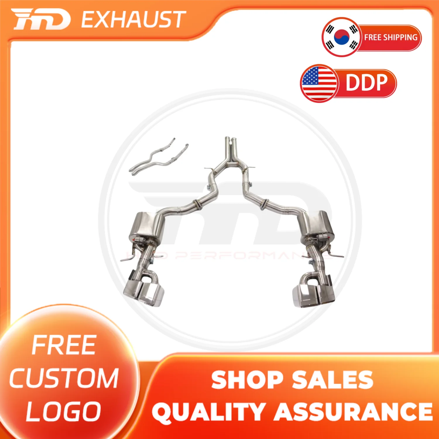 

HMD Hot sale Stainless Steel Exhaust System Performance full Catback Exhaust for Mercedes Benz W212 E550 76mm With valves