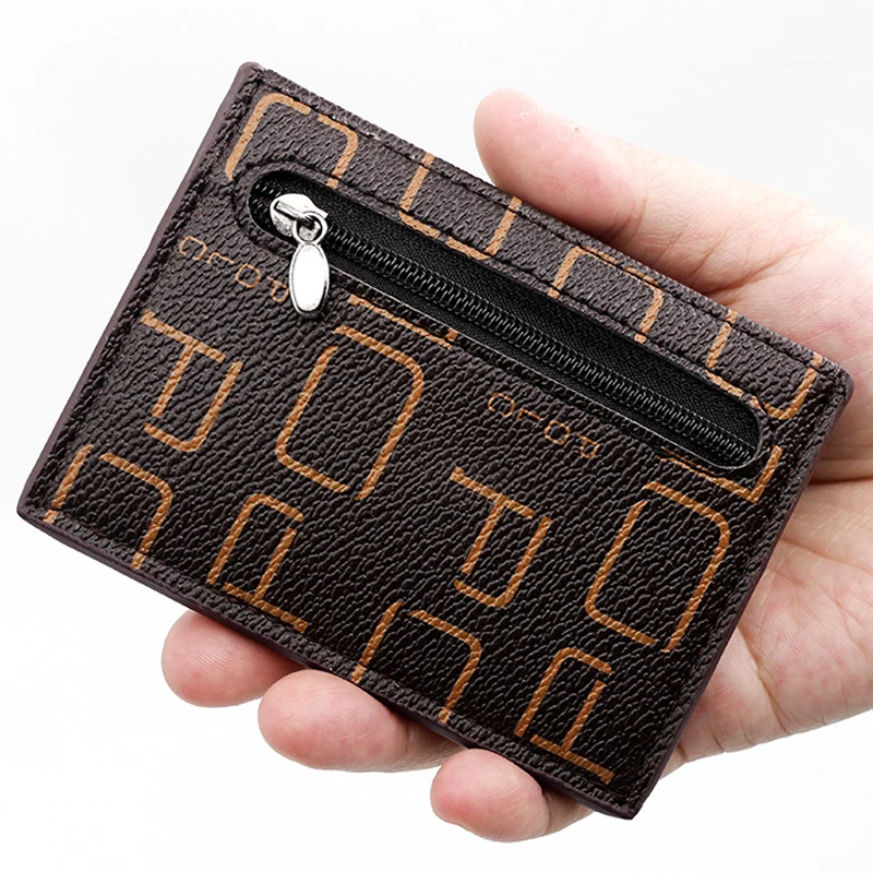 حامل بطاقة الائتمان الصغيرة الأنيقة محفظة جلدية رفيعة مع جيب للعملات المعدنية حقيبة نقود للرجال حافظة معرف للرجال محفظة أعمال صغيرة للنساء #3