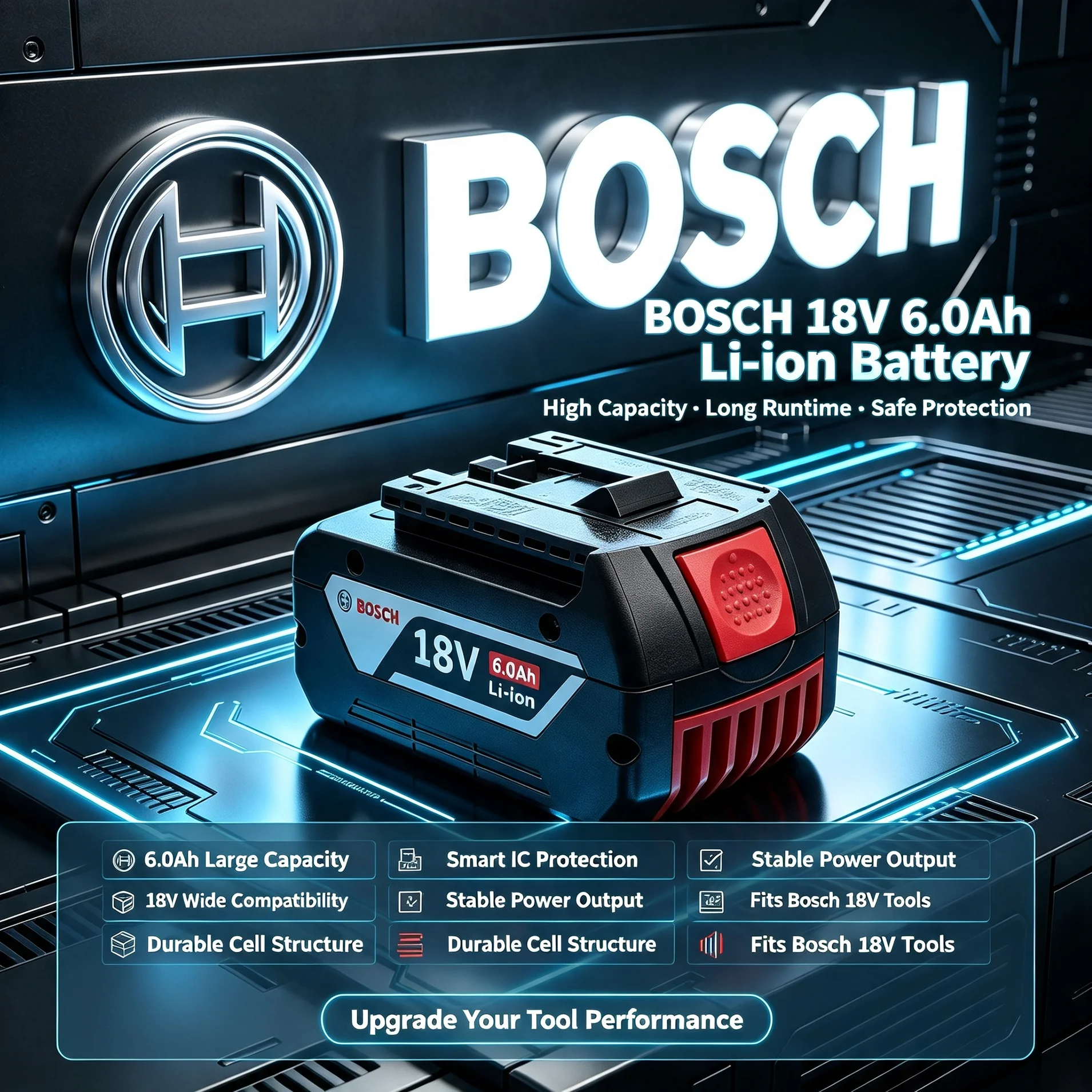Original Bosch 18V 5/6.0Ah Li-ion Battery GBA18V5.0/6.0Ah Fits GSR18V GST18V  GBA18V Cordless Drilling Construction Power Tools
