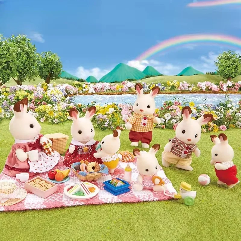 Nuevas figuras de Anime de Sylvanian Families, figura clásica de la serie familiar de conejo de Chocolate, estatua de Pvc, modelo de muñeca, adorno, juguetes de regalo