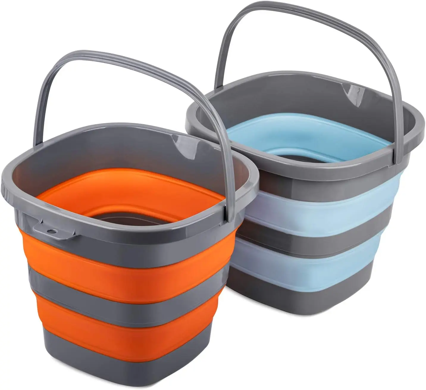 

2 Pack Foldable Plastic Bucket, 10L Each, Space-Saving for Cleaning, Camping, Fishing