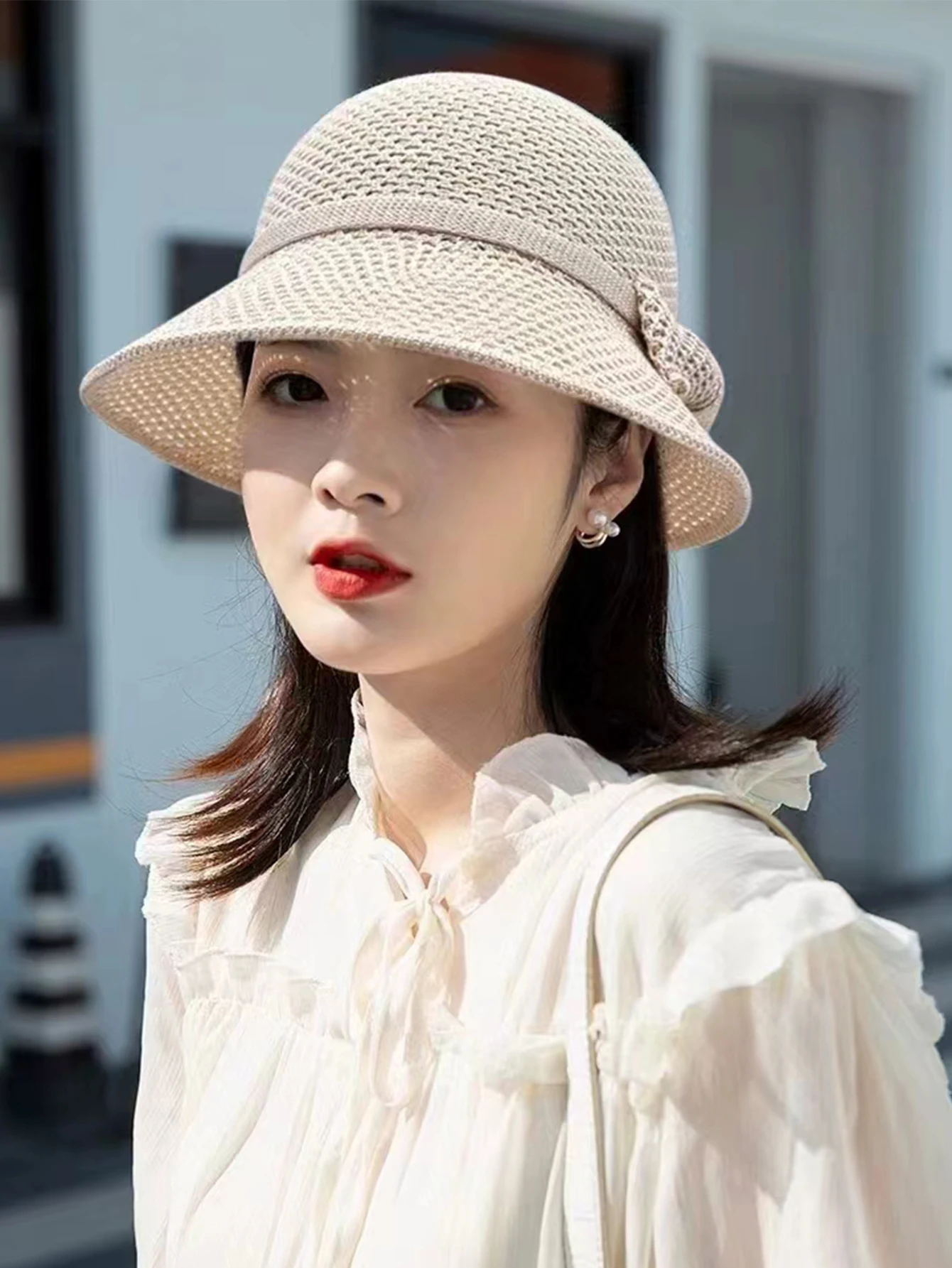 

1 all-in-one trend personality fashion solid color pretty ladies fisherman hat suitable for going out and daily wear