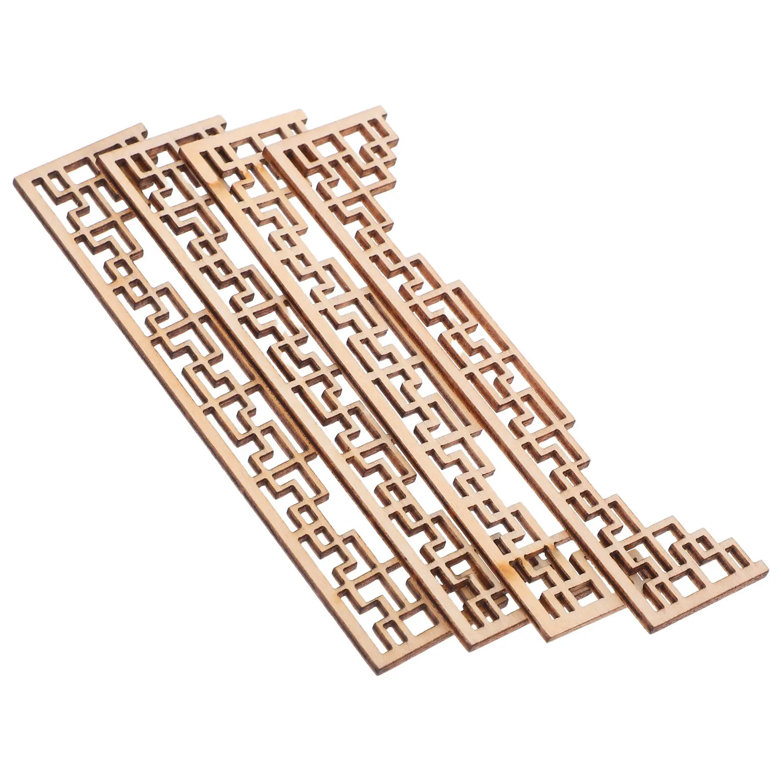 4 pièces d'appliques décoratives en bois beige pour maison de poupée, décoration de table de sable DIY