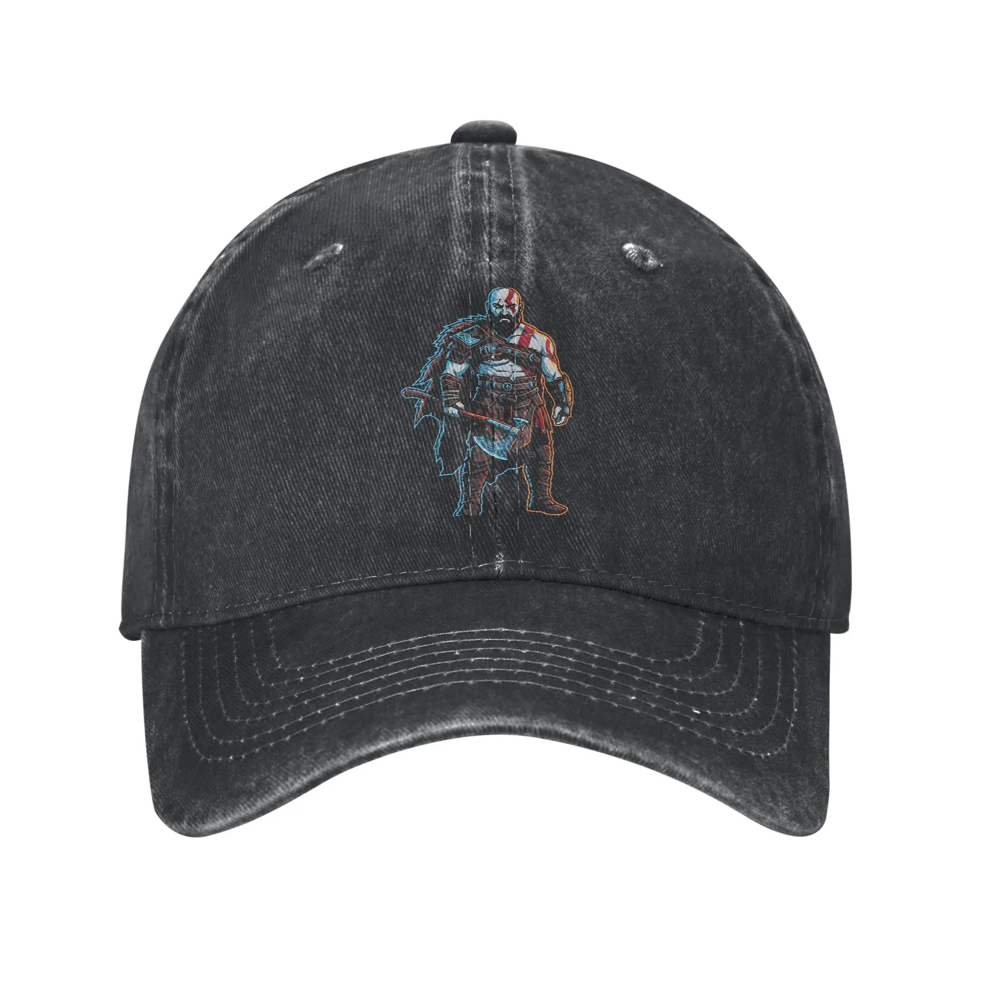 Men Women Kratos God of War Vector Gaming  Cap Outfits Baseball Caps Vintage  Trucker Hats Adjustable