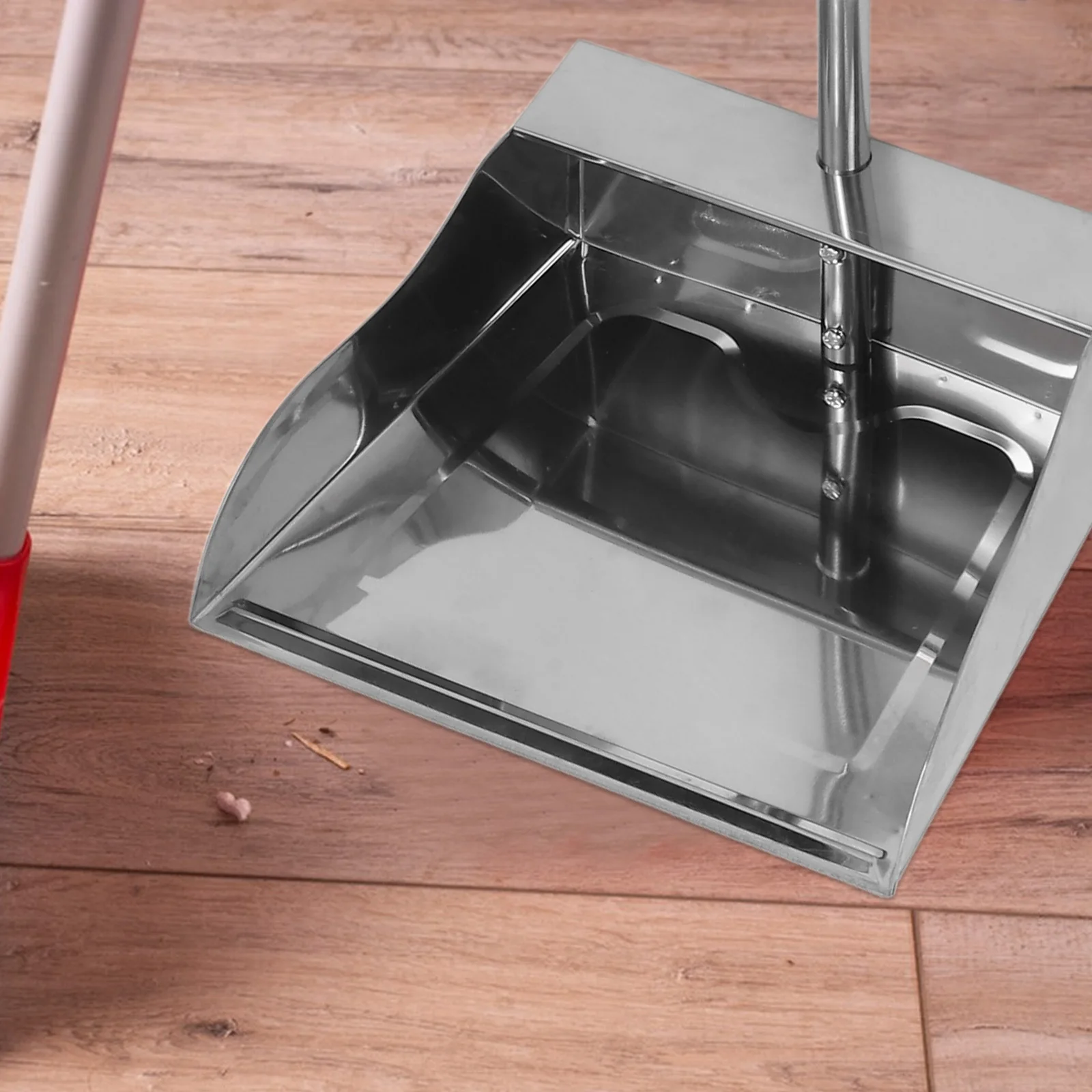 

Stainless Steel Dustpan Garbage Shovel Large Capacity Ergonomic Household Commercial Cleaning Tool Metal Durable Long Handle