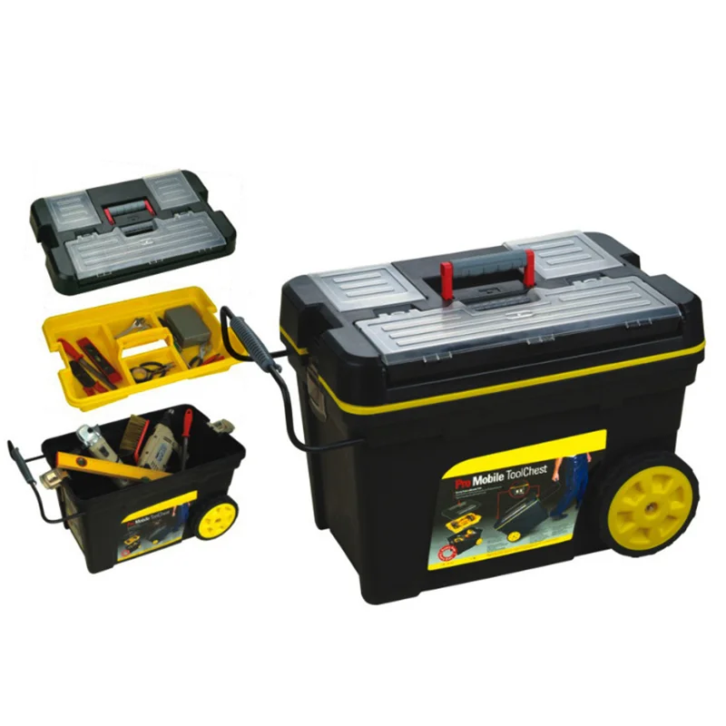 Hardware-accessoires gereedschapskist, gemeentelijke technische koffer, onderhoudsapparatuur omslagbox met wielen, rollende gereedschapsopbergbox