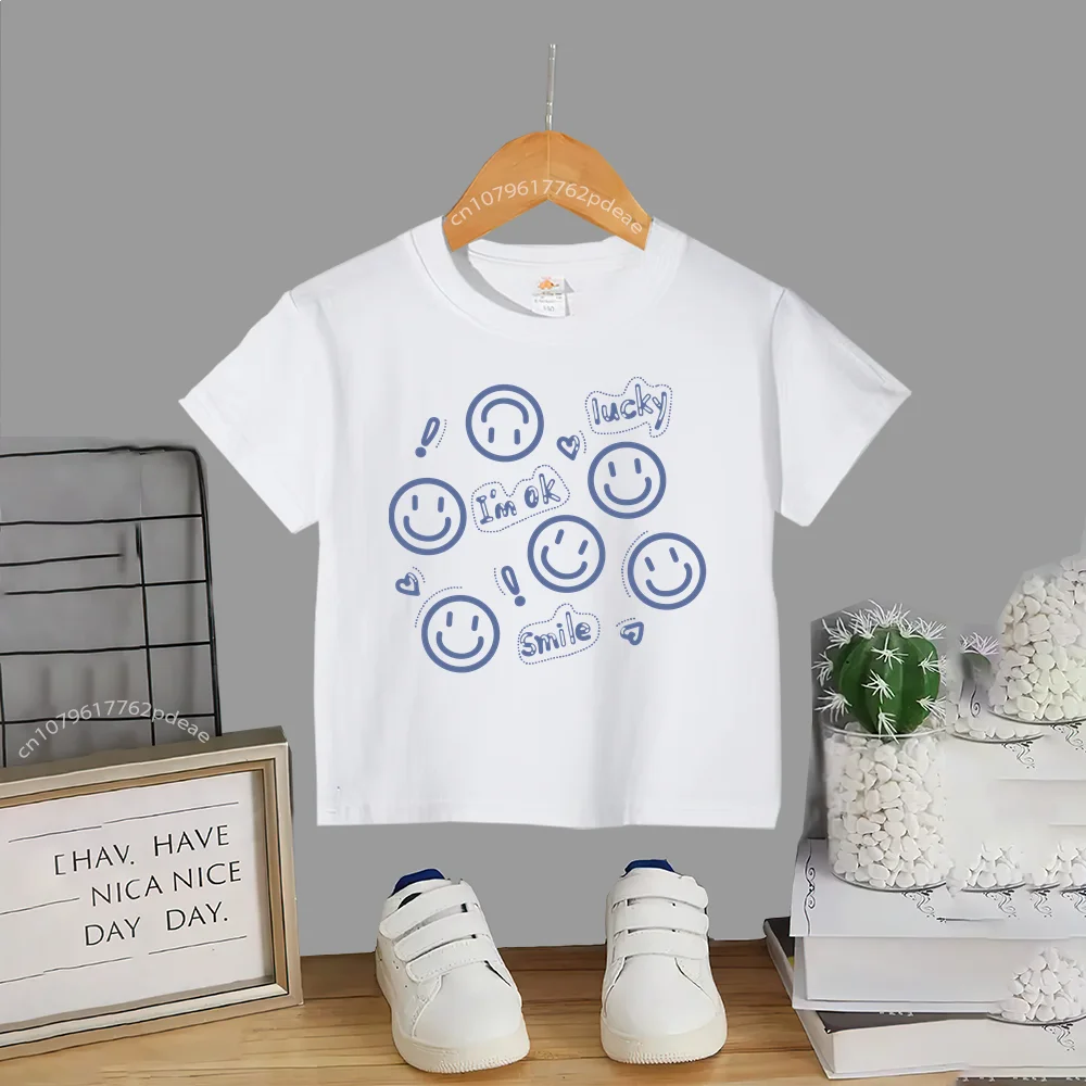 

Teen Summer Short Sleeve 100% Cotton T-shirt Simple lettering Boys Girls casual top Cotton T-shirt Cute kids blazer