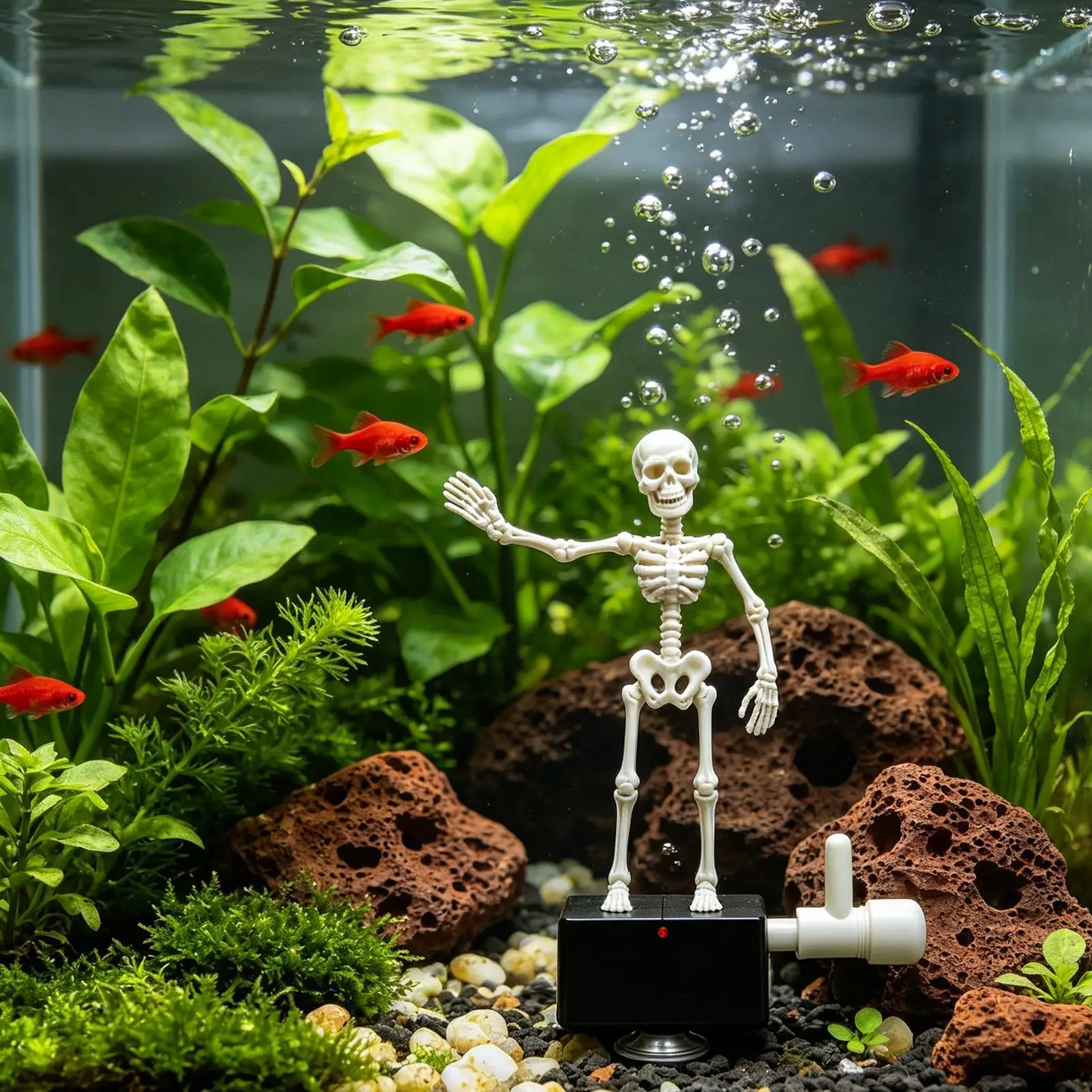 Halloween Dancing Skeleton Fish Tank Decor Aquarium Bubbler Ornament Oxygenator Hydroponic Dynamic Decoration for Holiday Supply