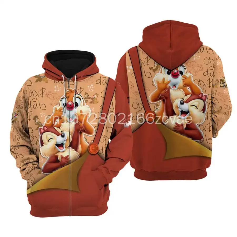 2024 New Disney Chip And Dale Chipmunk Hoodie Disney 3D Hoodie