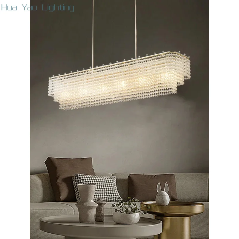 Decoration Maison New Glass Hanging Chandelier LED Suspension Luminaire Round Lamparas De Techo Oval Lamps Crystal Art Decor