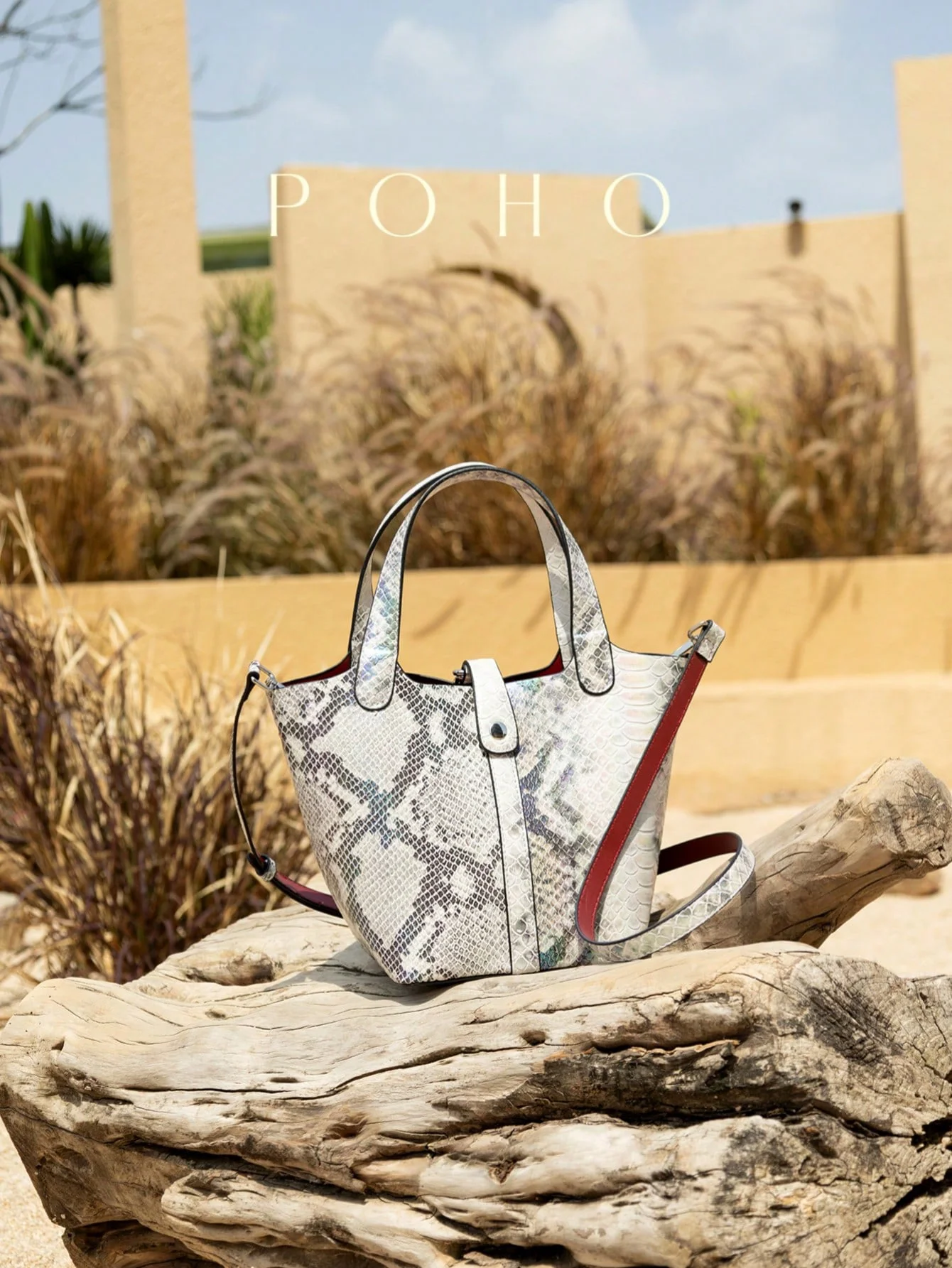 

Classic PVC Leather Snake Pattern Bucket Bag Fashionable Crossbody Suitable for Parties Gift for Mom Sister Friend Wife