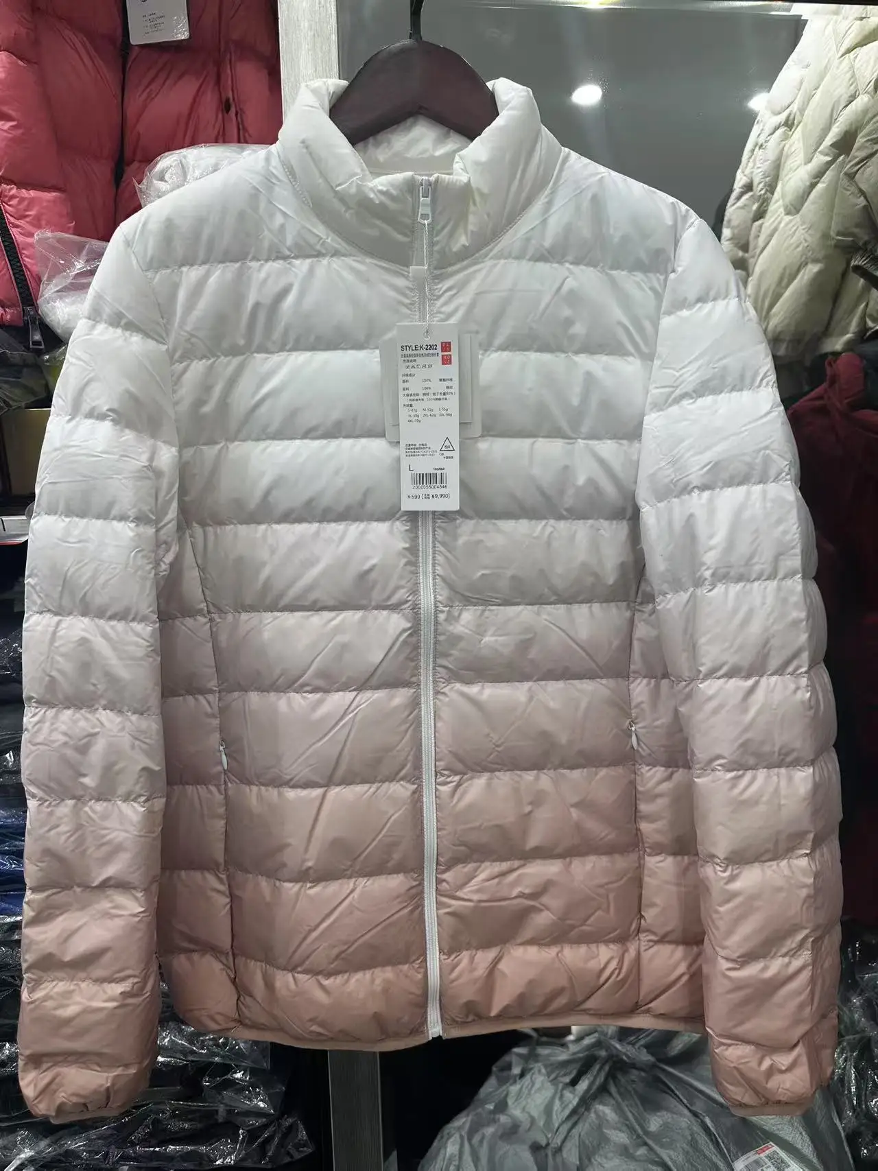Piumino invernale leggero sfumato da donna Piumino d'anatra bianco con cerniera Slim Parker Outwear Giacca trapuntata con colletto alla coreana caldo femminile