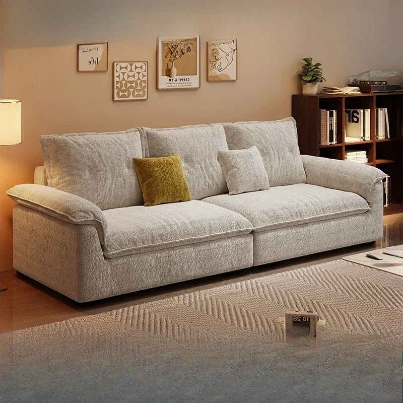 Sofa small apartment living room flannel minimalist style casual straight row fabric small apartment