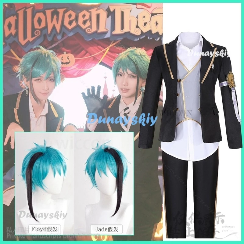 Octavinelle Floyd Leech Cosplay Costume Wig Game Twisted-Wonderland The Little Mermaid Night Raven School Uniforms Customized