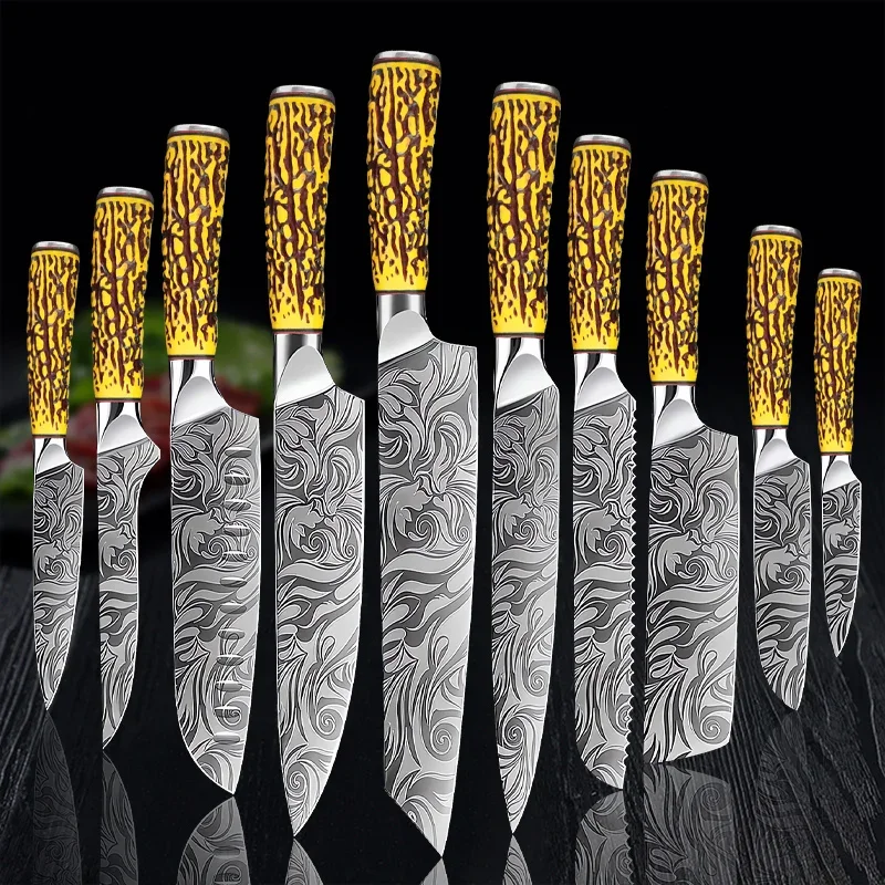 Laser Damaskus Messer Küchenmesser Schnitt Fleisch Fisch Obst Brot Scharfe Metzger Ausbeinmesser Santoku Messer Chef BBQ Utility Messer