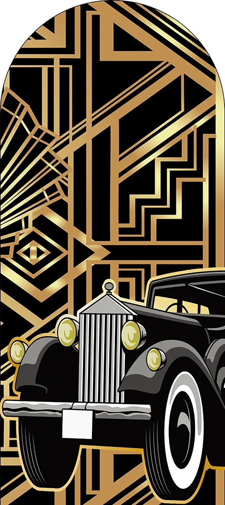 Mocsicka ハッピーバースデーアーチ背景カバー弾性両面ブラックゴールドボヘミアアーチ型背景ガールレディカーパーティー装飾