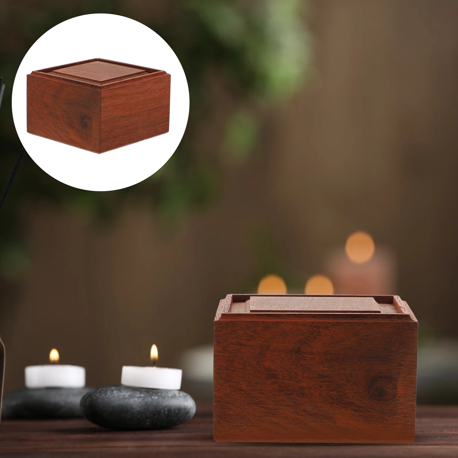 

1Pcs Incense Box Hollow Square Rosewood Dark Red Smooth Edges Incense Stick Stand Vintage Burner Table Decor Accessory