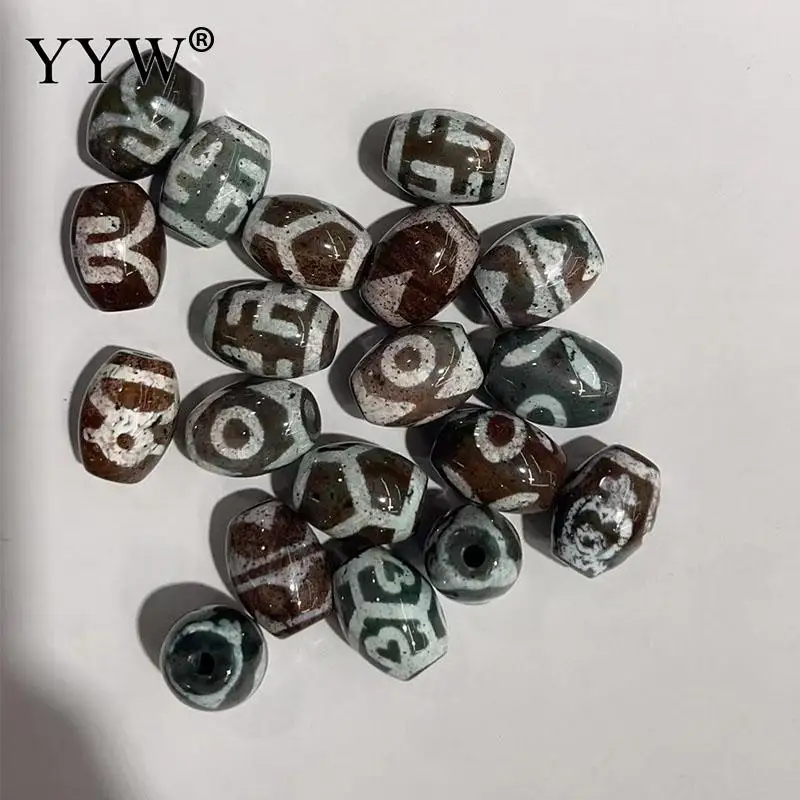 10pcs/Bag Natural Tibetan Agate Dzi Beads 10x14mm Bottle/Buddha Heart/Six Eyes/Tortoise Shell/Tiger Tooth/God Of Wealth/Swastika