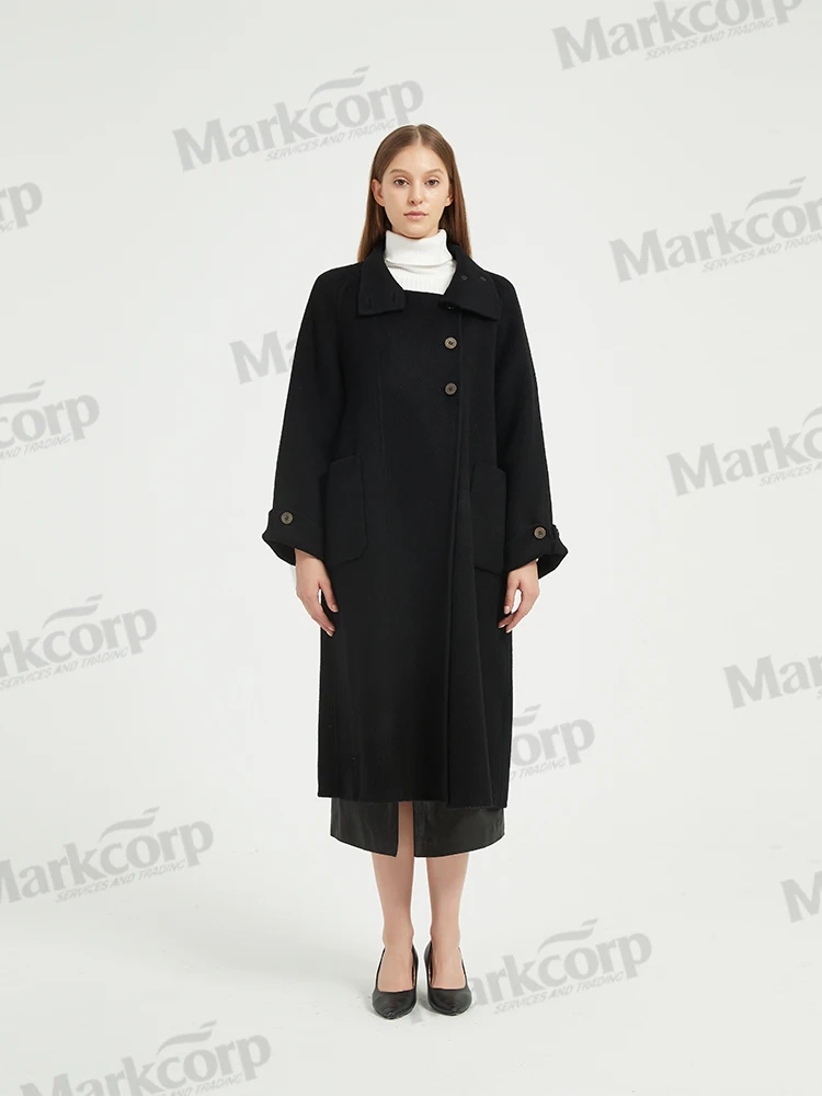 

Markcorp Original Wool Camel Velvet Mulberry Silk Coat Pure Black Commuter Autumn/Winter Korean Women's Coat