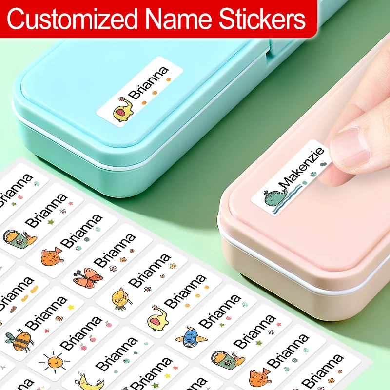

‌Personalized Waterproof Name Tags for School - Custom Transparent Stickers for Kids Bottles, Books & Bags, DIY Crafts Labels‌