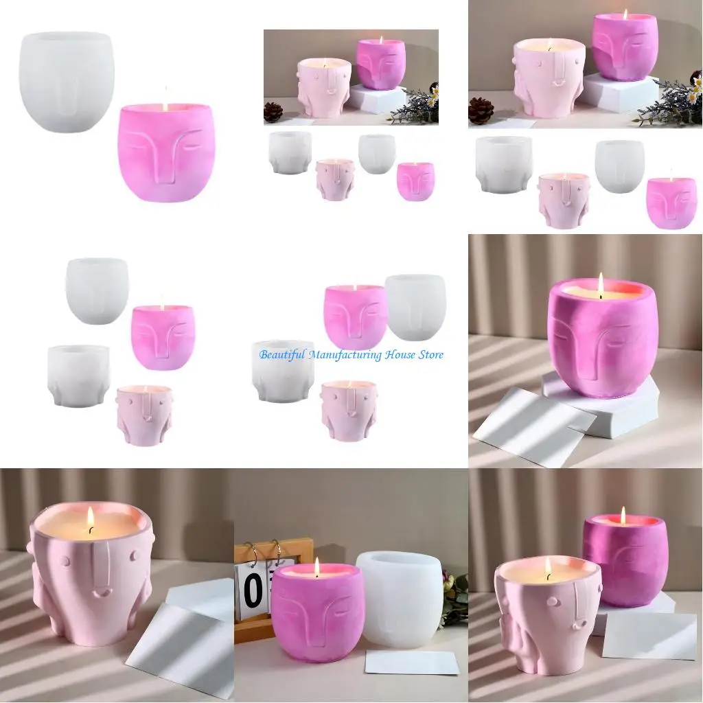 

E56A Innovative Silicone Moulds Flower Vase Mold Face Flexible Ornament Mold
