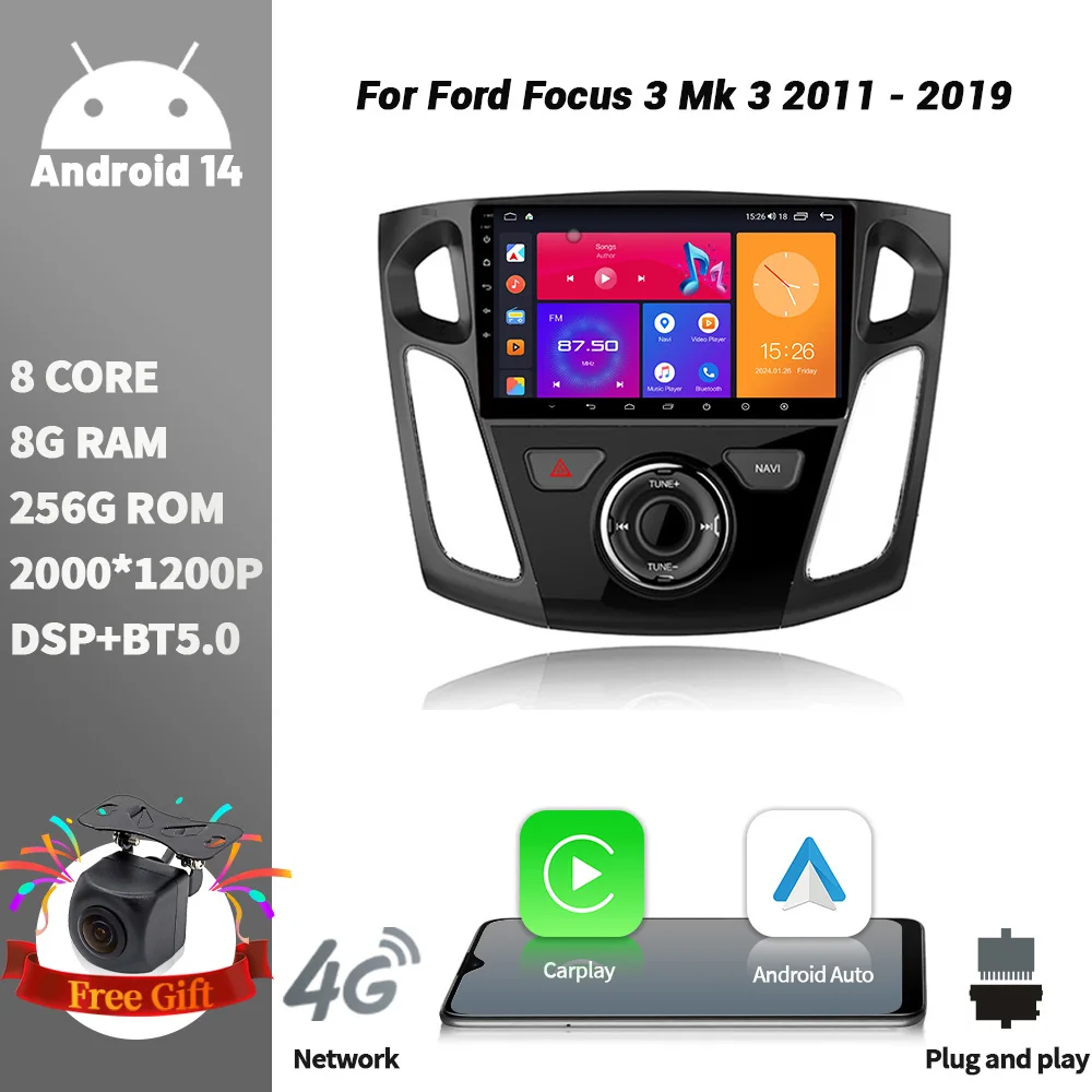 

For Ford Focus 3 Mk 3 2011-2019 Autoradio Multimedia Video Player Navigatie stereo GPS Android 10 Geen 2din 2 din dvd