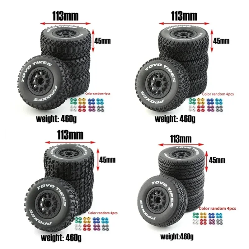 4pcs 112mm 1/10 Short Course Truck Tires Tyre Wheel With 12mm Hex For Slash Arrma Senton HuanQi 727 Vkar 10sc Hpi Rc Car