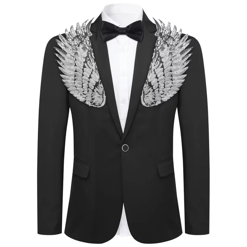

"Custom Men's Sparkly Sequins Tuxedo Jacket - Glitter Blazer for Prom, Wedding, Groom, Party, Stage Performance, Dinner Suit"