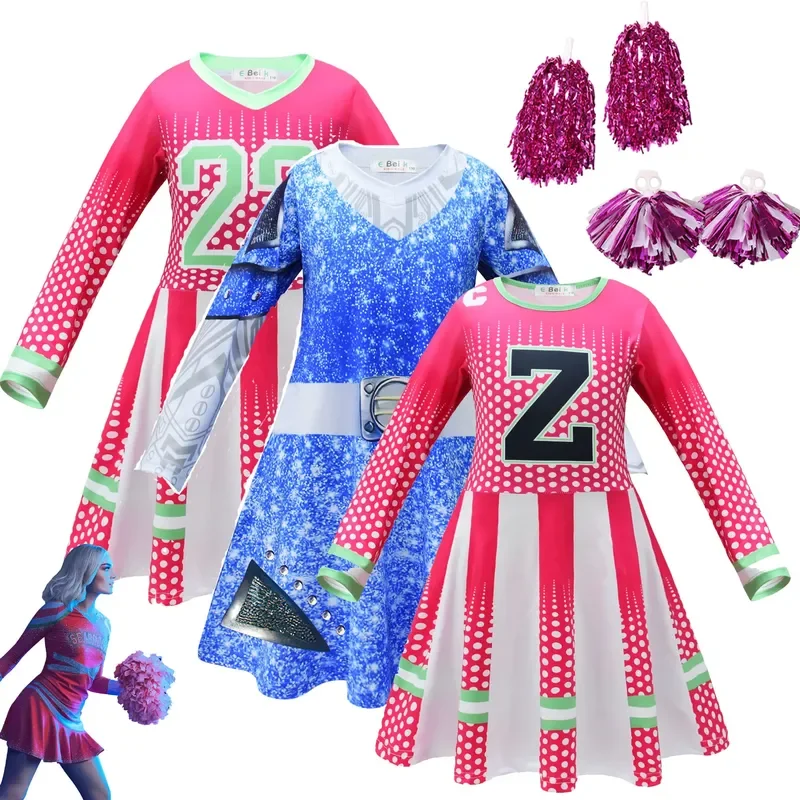 Zombies Campus 3 Halloween Kostuums Voor Meisjes Addison Cosplay Dress Up Kinderen Fancy Cheerleader Kleding Met Hand Bloem