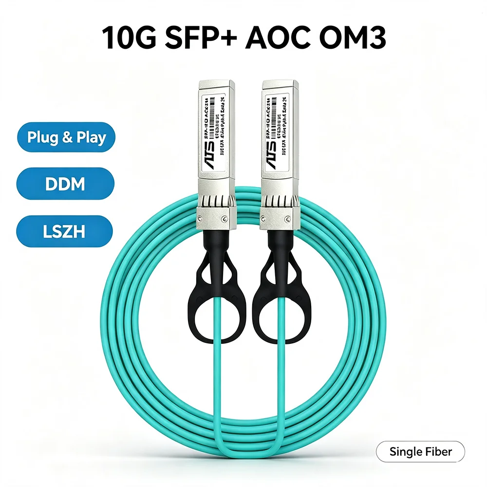 10G SFP+ to SFP+ AOC Active Optical Cable OM3 10GBASE Fiber Cable LSZH DDM Compatible with MikroTik Ubiquiti Cisco Switch