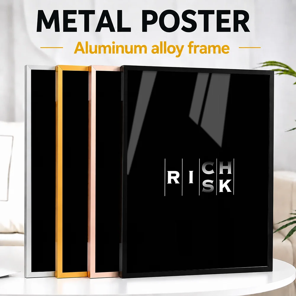 Rich Risk Motivational Quote Framed Metal Print Customized Bold Typography Wall Art Perfect Within Office As Business Owners