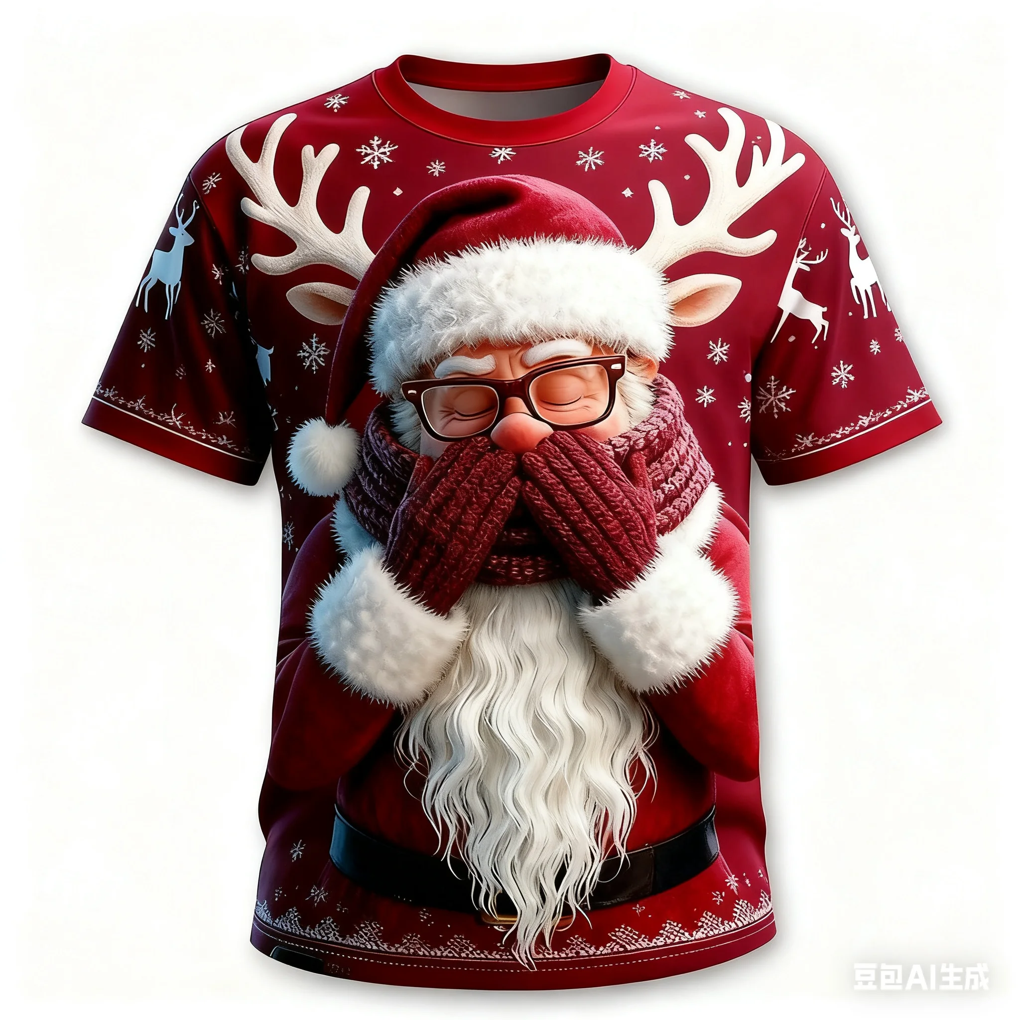 Świąteczna koszulka męska z krótkim rękawem z motywem Świętego Mikołaja, modna, codzienna koszulka z okrągłym dekoltem, na imprezę świąteczną, oversize, odzież męska.