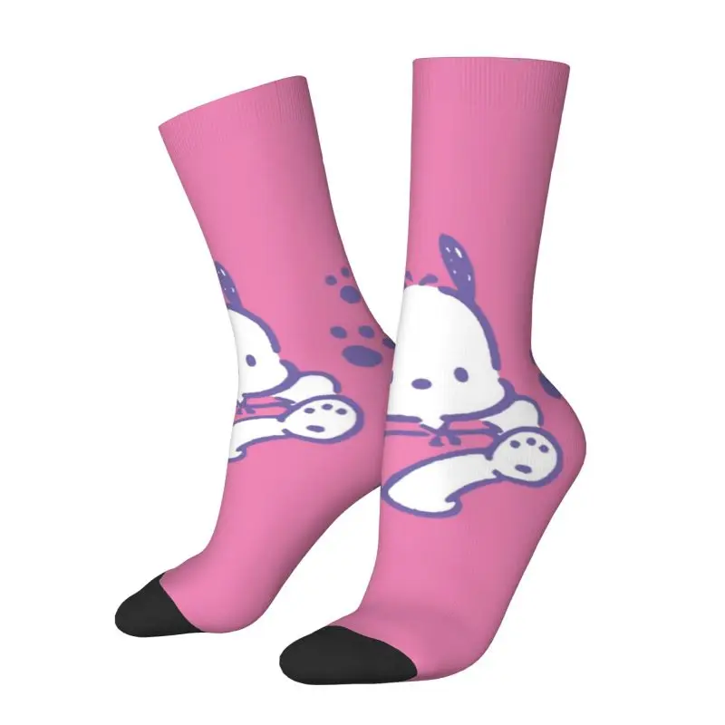 Custom Pochacco Dress Socks for Men Women Warm Fashion Cartoon Cute Anime Crew Socks