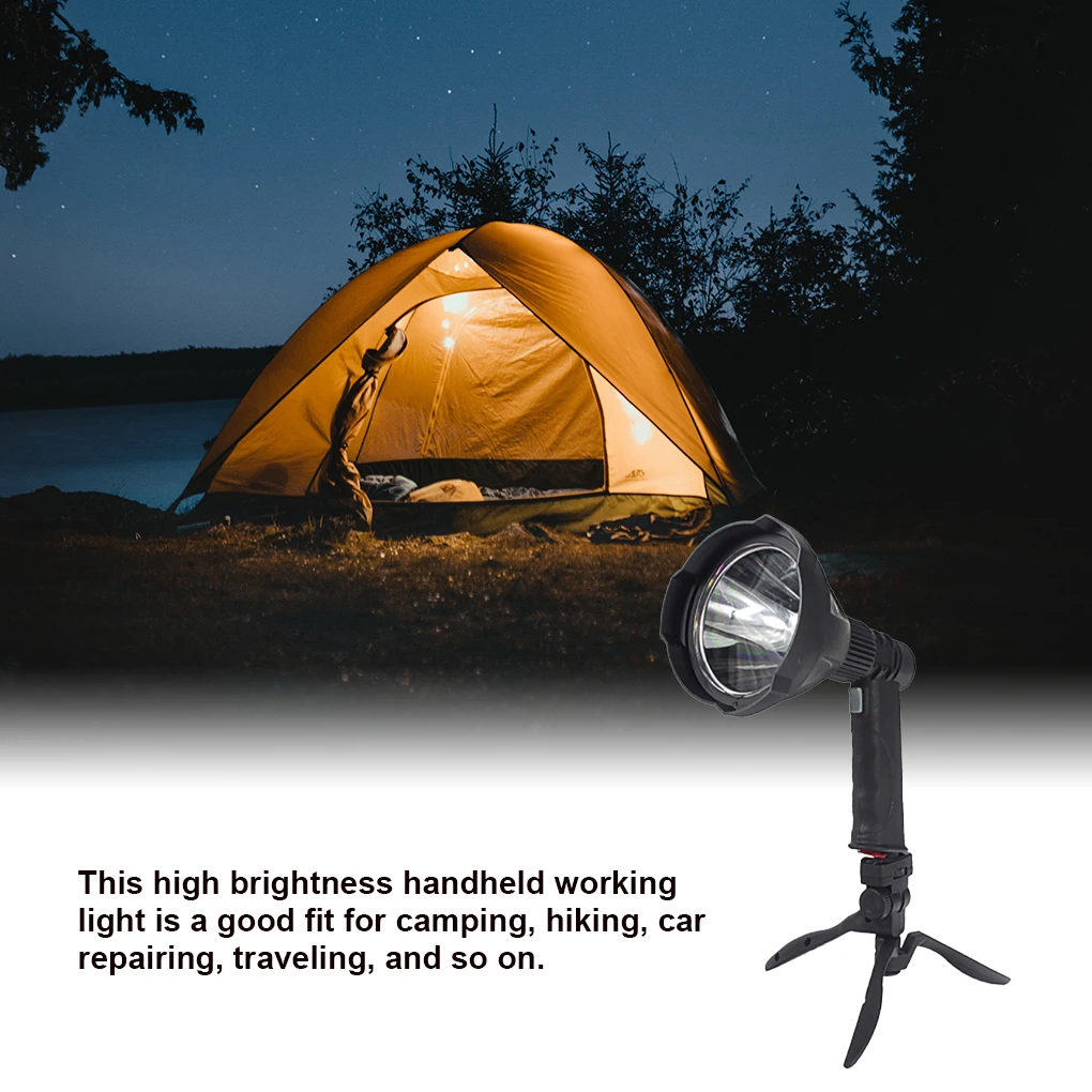 Handheld Spotlight Portable Flashlight with Tripod Rechargeable Torch