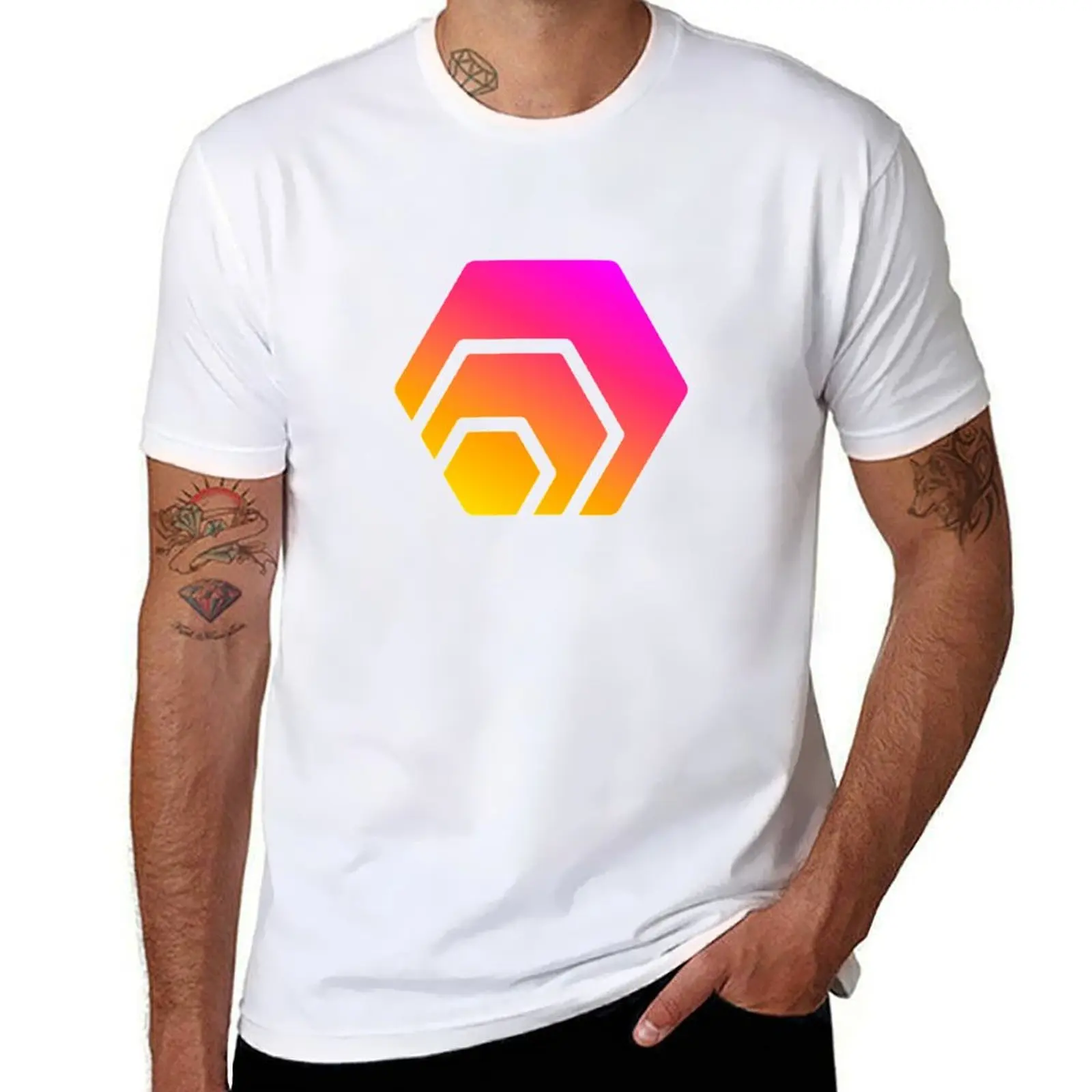 

HEX Crypto Hexagon Logo Classic T-Shirt man t shirt cotton funny t shirts man T-Shirt