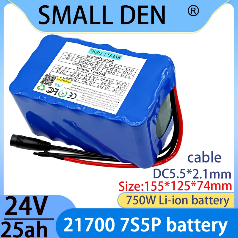 

24V 25ah 7S5P 21700 lithium-ion battery pack750W power tool battery outdoor backup battery,with 30A solar outdoor large capacity