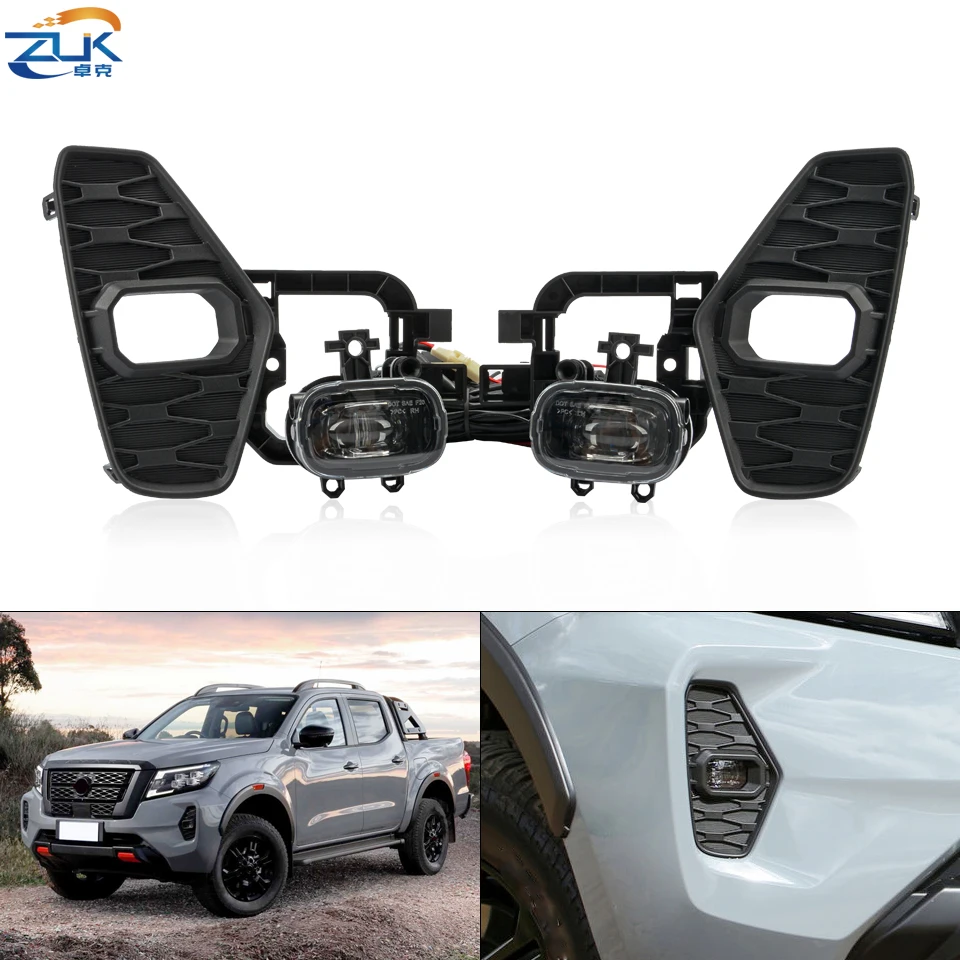 

ZUK для Nissan Navara NP300 2020 2021 2022, полный комплект противотуманных фар, светодиодный передний бампер, противотуманные фары, комплект модификации противотуманной фары