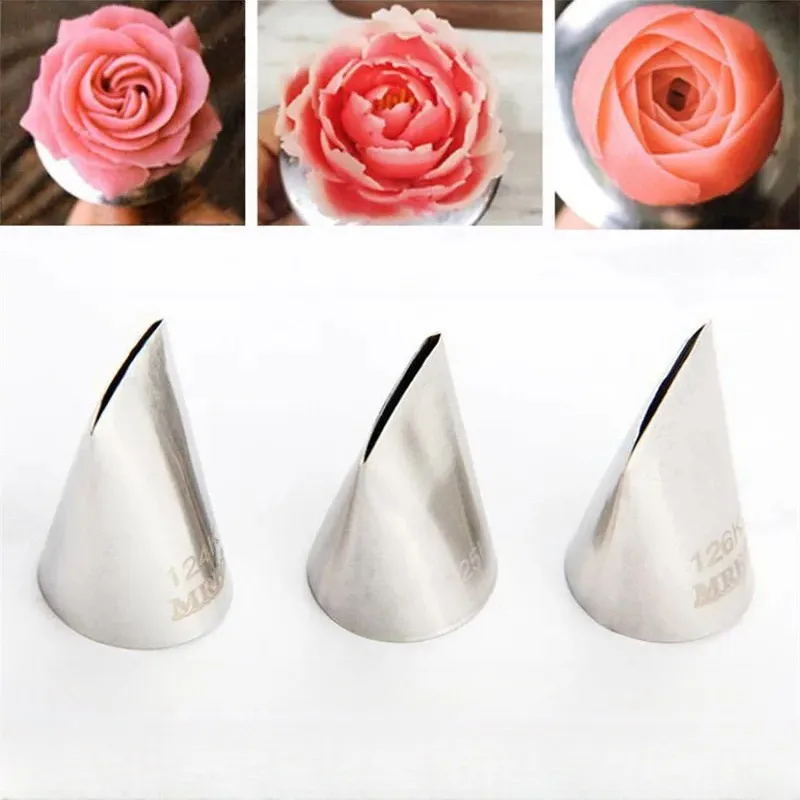 Rose Flower Piping Tips, Stainless Steel Diy Icing Piping Tips, Cupcake Decorating Piping Nozzles Tool Reusable Baking Gadgets