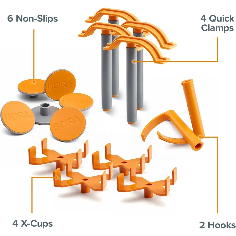 

Centipede Panel Cutting Accessory Kit – 4 X-Cups, 4 Quick Clamps, 6 Non-Slips, 2 Hooks, Fits All Centipede Work Stands