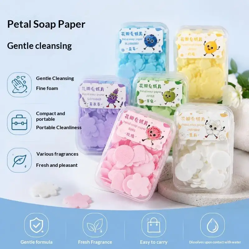 Disposable Petal Travel Soap Leaves Cute Instant Lather Portable Small Gift for Camping Hotel Hiking Travel Lovers