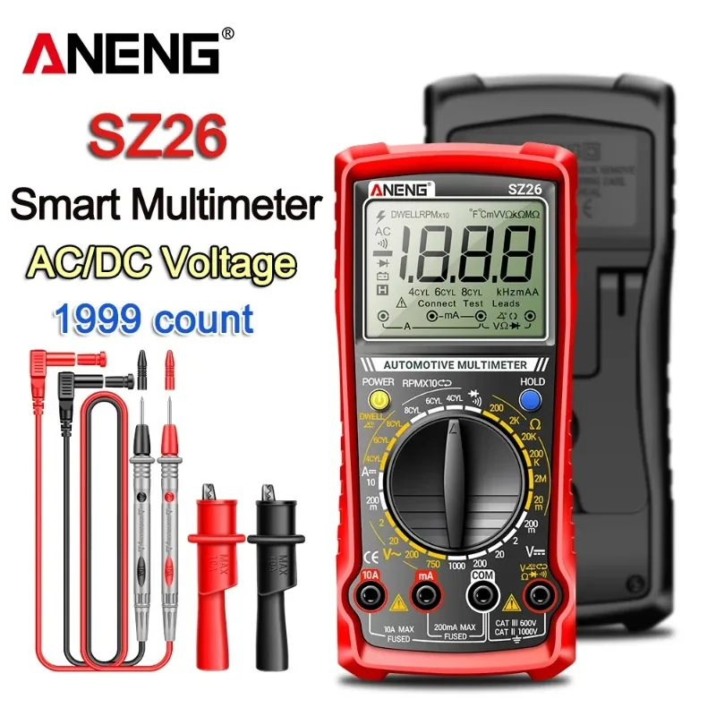 

A NENG SZ26 Digital Multitester Smart AC Voltage Meter 1999 Count High Precision Omh Diode Resistance Buzzer Tester tools