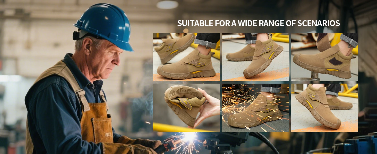 Langlebige Herren-Sicherheitsschuhe, modische Herren-Arbeitsstiefel, durchtrittsichere, stoßfeste, bequeme Fabrik- und Outdoor-Schuhe für Herren – Detail 3