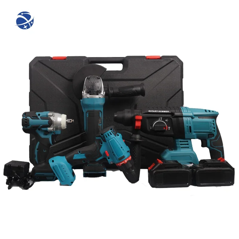 Ready to Ship Professional PXKJ 20V 4 in 1 Li-ion Battery electric wrench Cordless Drill Power Tools Combo Set